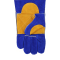 14" 16 Inches Blue Split cowhide leather Long Cuff Double Palm Heat Resistant Welding Gloves